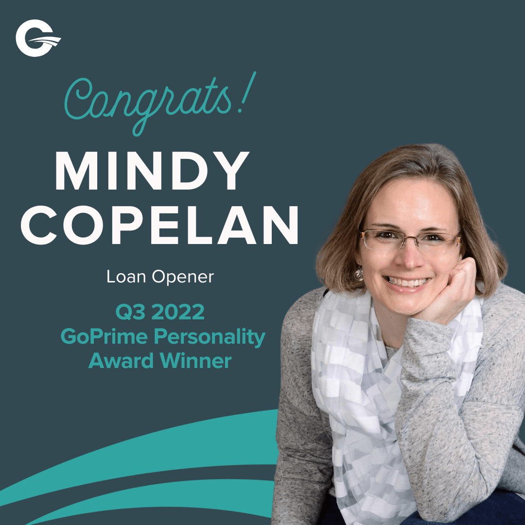 Mindy Copelan Awarded Q3 2022 GoPrime Personality!